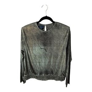 Vintage Bay Club Long Sleeve Blouse With Metallic Dot Pattern - Size 12